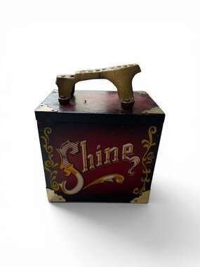 Vintage Price Products Wooden Shoe Shine Box Drink Coaster Set